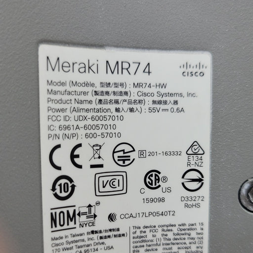 Cisco Meraki Mr74-Hw Unclaimed Outdoor Access Point Wireless