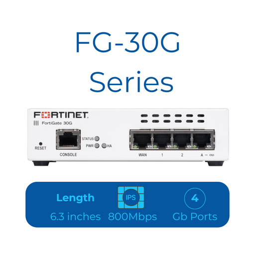 Fortinet FortiGate FG-30G 4 x GE RJ45 ports (including 3 x Internal Ports 1 x WAN Ports) Firewall