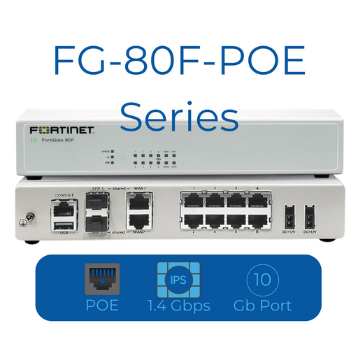FortiGate FG-80F-POE-BDL-809-36 Hardware plus FortiCare Premium and FortiGuard Enterprise Protection Fortinet Firewall