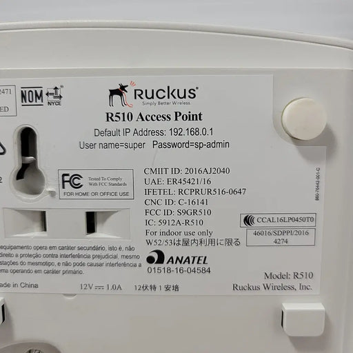 Ruckus 901-r510-us00 Zoneflex 802.11ac Wave 2 2x2:2 Smart