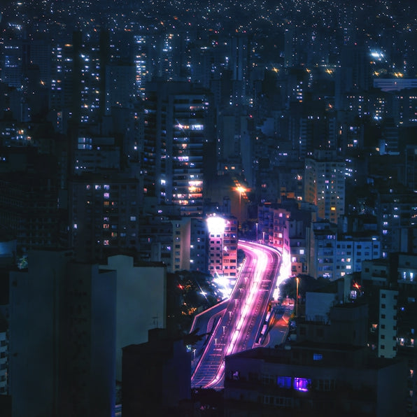 high rise buildings during night time