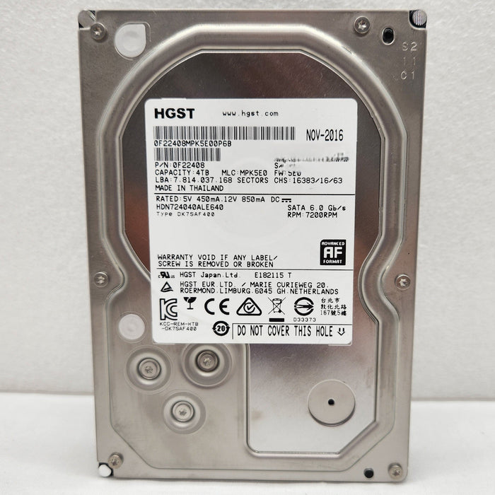 Hitachi HGST Deskstar 0F22408 4TB 3.5" SATA 6Gb/s 7200RPM Hard Drive