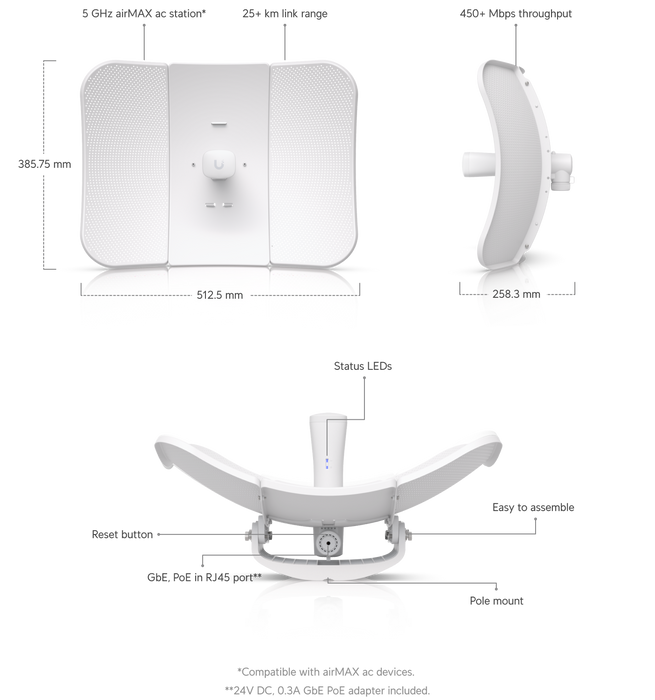 Ubiquiti LBE-5AC-LR-US airMAX LiteBeam 5AC Long-Range CPE - official Ubiquiti image 11