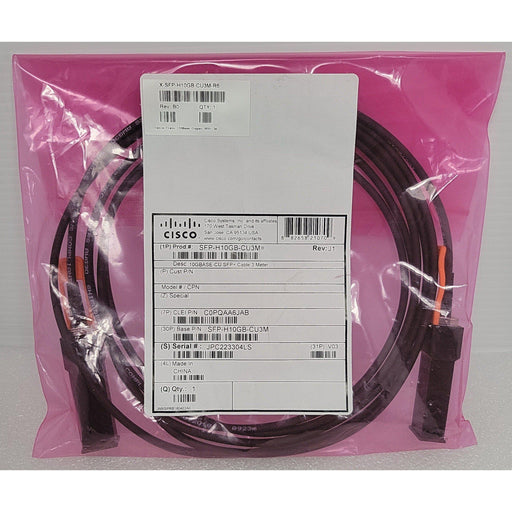 Cisco Sfp-H10Gb-Cu3M 3M 10Gb Sfp+ Passive Direct Attach Copper Twinax Cable Switch