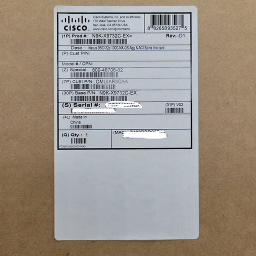 New Cisco N9K-X9732C-Ex Nexus 9500 32X 100Ge Qsfp28 Switch Scale Line Card