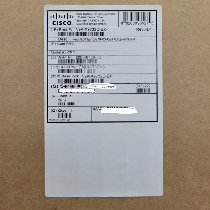 New Cisco N9K-X9732C-Ex Nexus 9500 32X 100Ge Qsfp28 Switch Scale Line Card