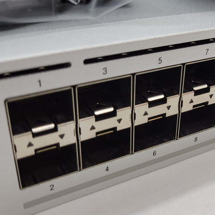 Port Closeup of Ubiquiti USW-AGGREGATION-PRO Switch