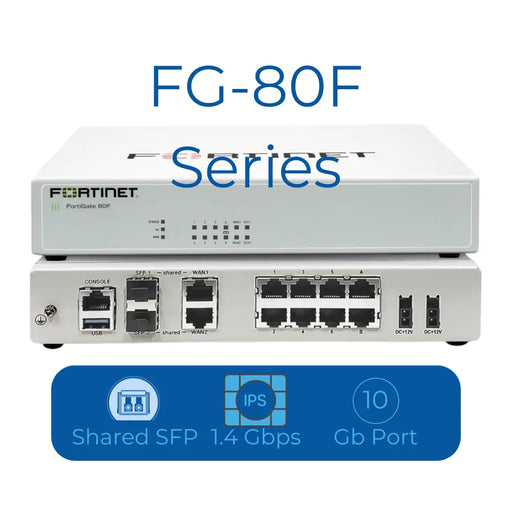 FortiGate FG-80F-POE-BDL-809-60 Hardware plus FortiCare Premium and FortiGuard Enterprise Protection Fortinet Firewall