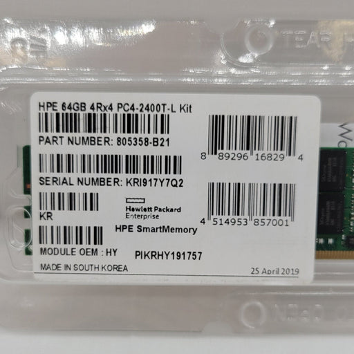 New Hpe 805358-b21 Ddr4-2400 Lrdimm 64gb (1x64gb) Quad Rank