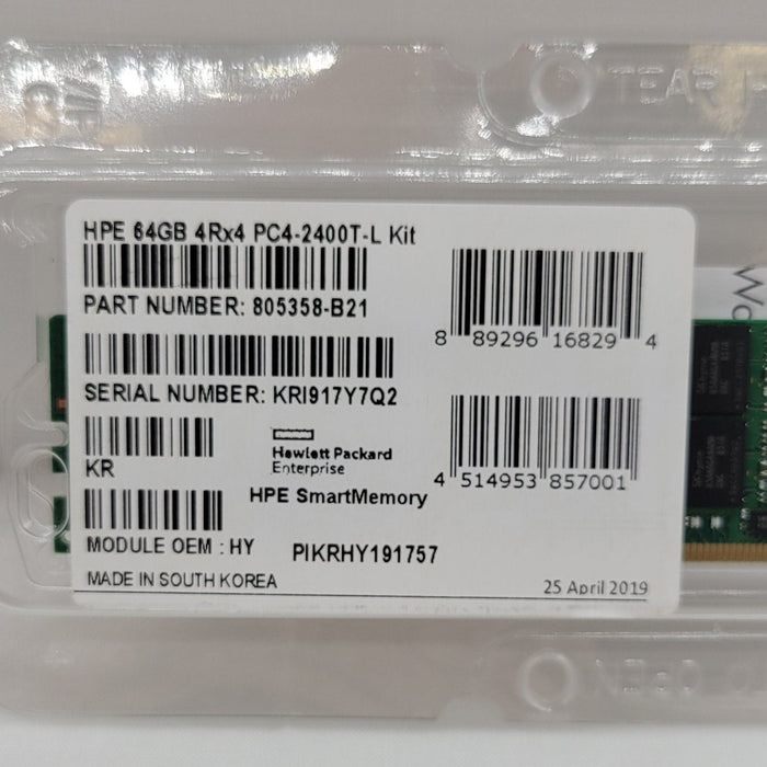 New Hpe 805358-b21 Ddr4-2400 Lrdimm 64gb (1x64gb) Quad Rank